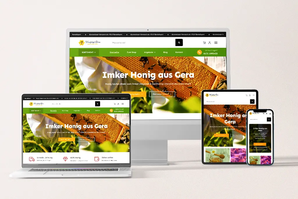 Modernes responsives Webdesign auf verschiedenen Bildschirmgrößen